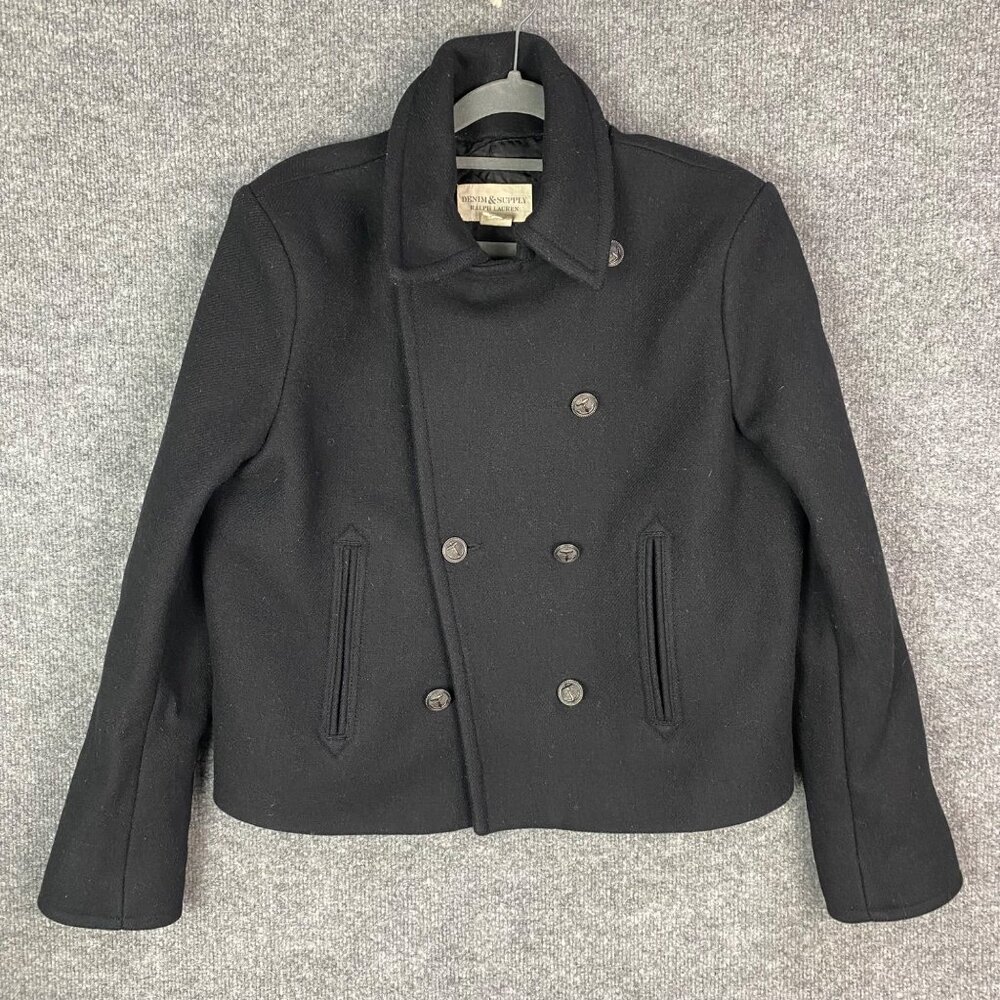 Ralph Lauren Denim & Supply Women's Cropped Black Peacoat Size Large/XLarge